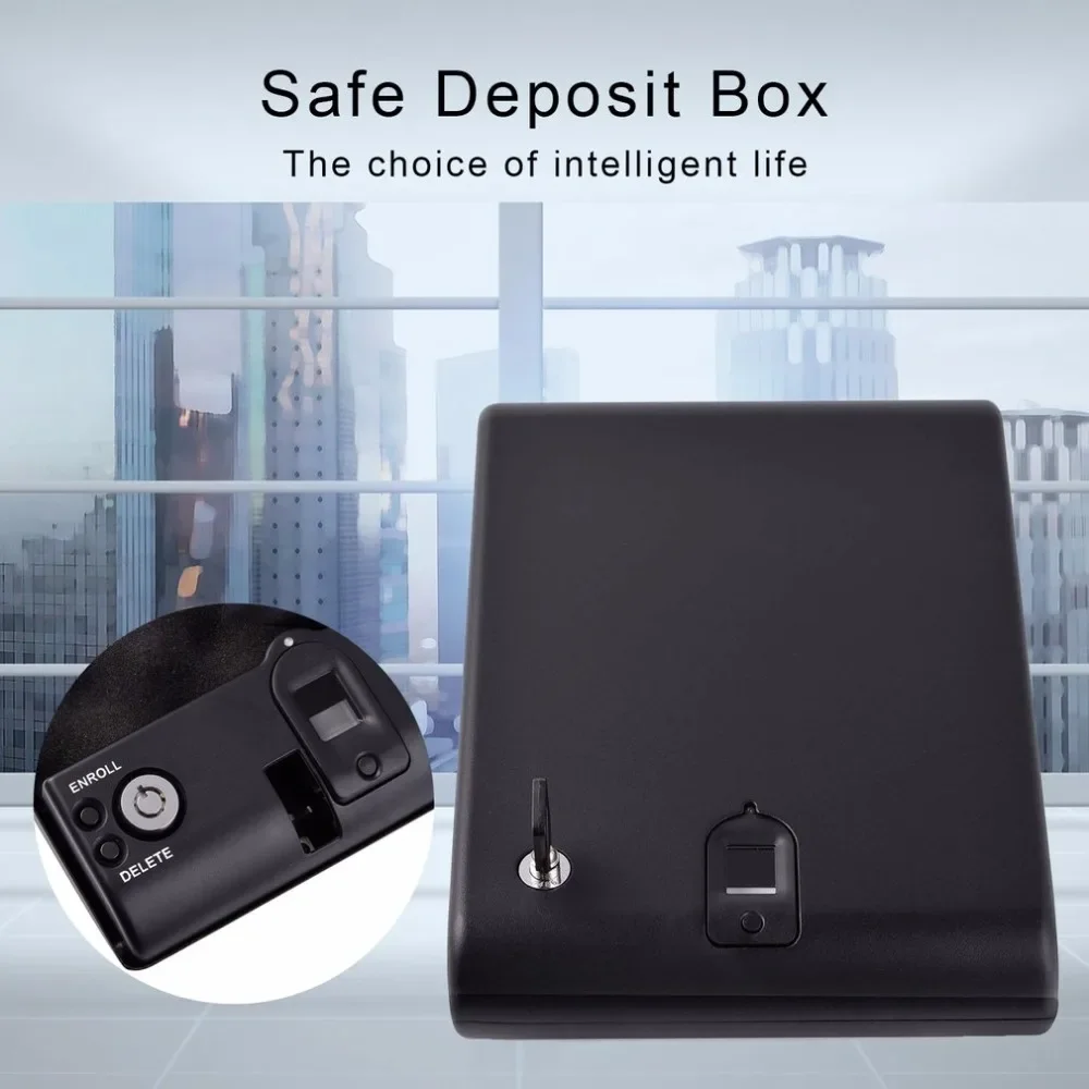 Portable Fingerprint Safe Solid Steel Money Cash Jewelry Security Optical Sensor Anti-theft Secret Lock Strong Box