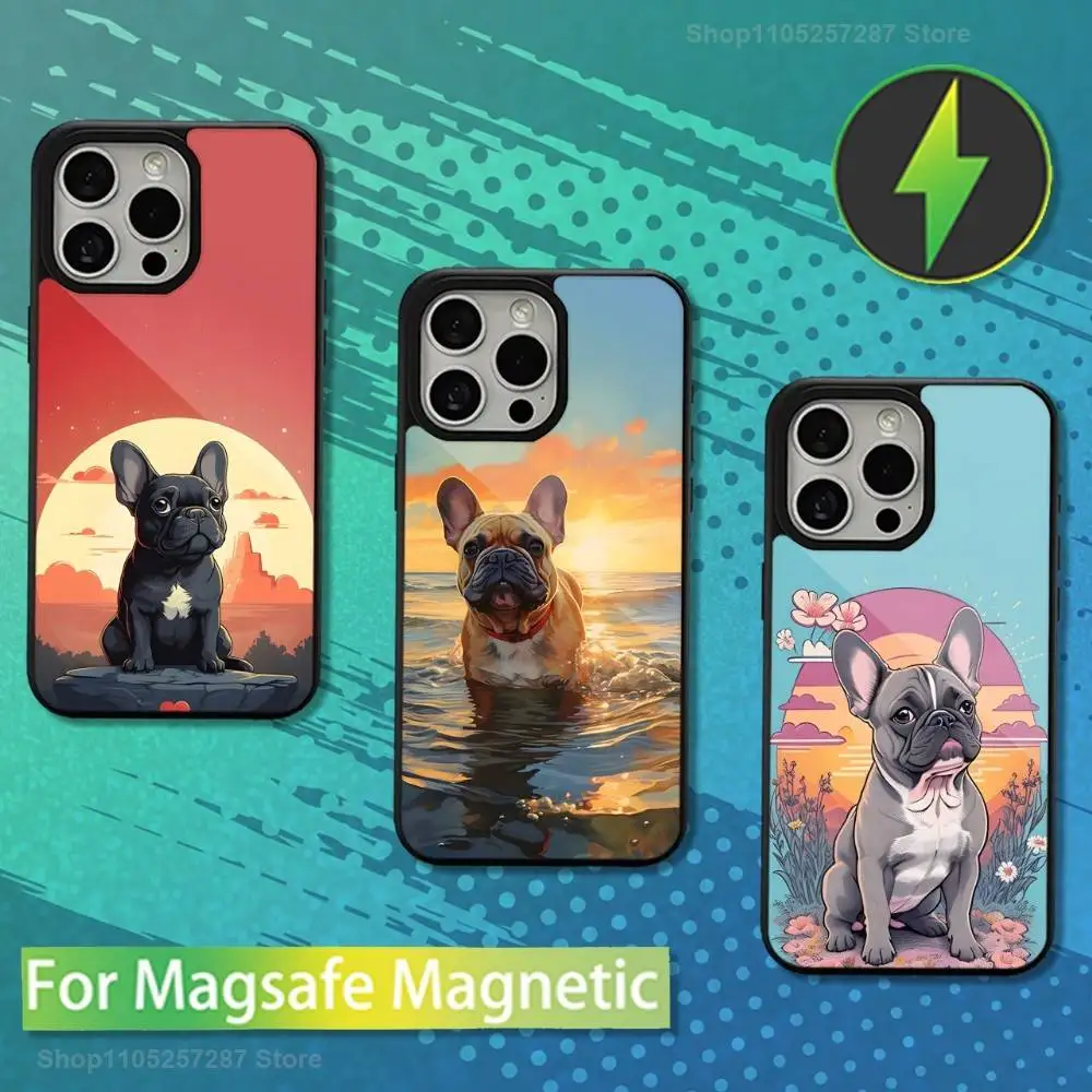 

Cartoon Dog Drench Bulldog For iPhone 15,Mini,13,Max,11,16,17,14,Plus,12,Pro,For Magsafe,Magnetic Wireless Charging Case