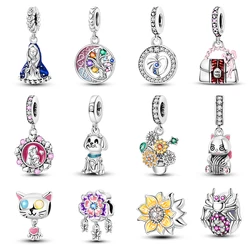 Abalorios de plata de ley 100% 925 para pulsera Pandora, abalorios de araña, girasol, flor exquisita, regalo de joyería de cumpleaños artesanal