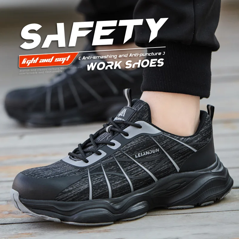 LEIANDUN Lightweight safety shoes for men in all four seasons, comfortable, breathable, and anti smashing work shoes