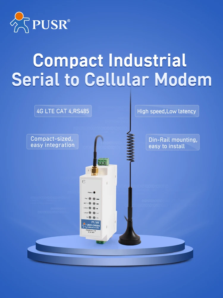 

USR-DR504-AUX Din-Rail GSM GPRS 4G LTE Modbus Modem RS485 to 4G Modem Australia/New Zealand/Taiwan/Latin America