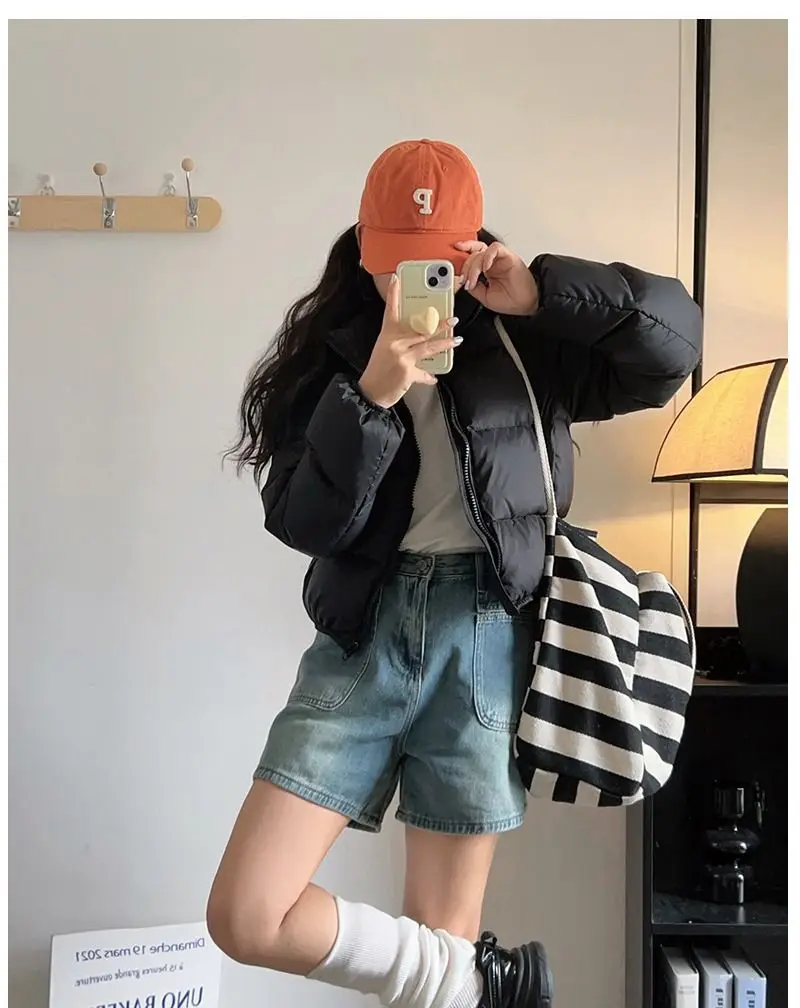 Fashion Women Down Jackets 2026 New Female Stand Collar Puffer Jacket Casual Loose Hooded Parkas Coat Women Winter Jacket