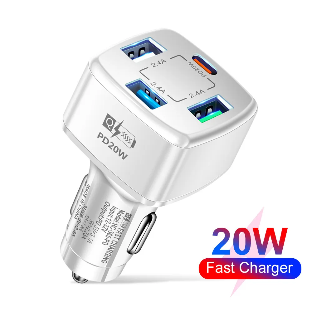 MZX Car Fast Charger Type C USB 12V Adapte Cigar Lighter Quick Charge Charging Laptop Powerful Cell Mobile Phone Charger for Car