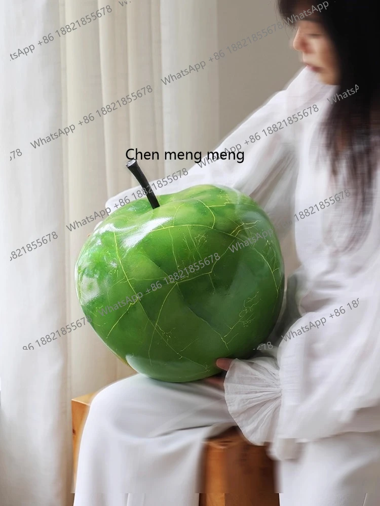 Home French hand-painted apple art sculpture green large resin ornament high-end decoration