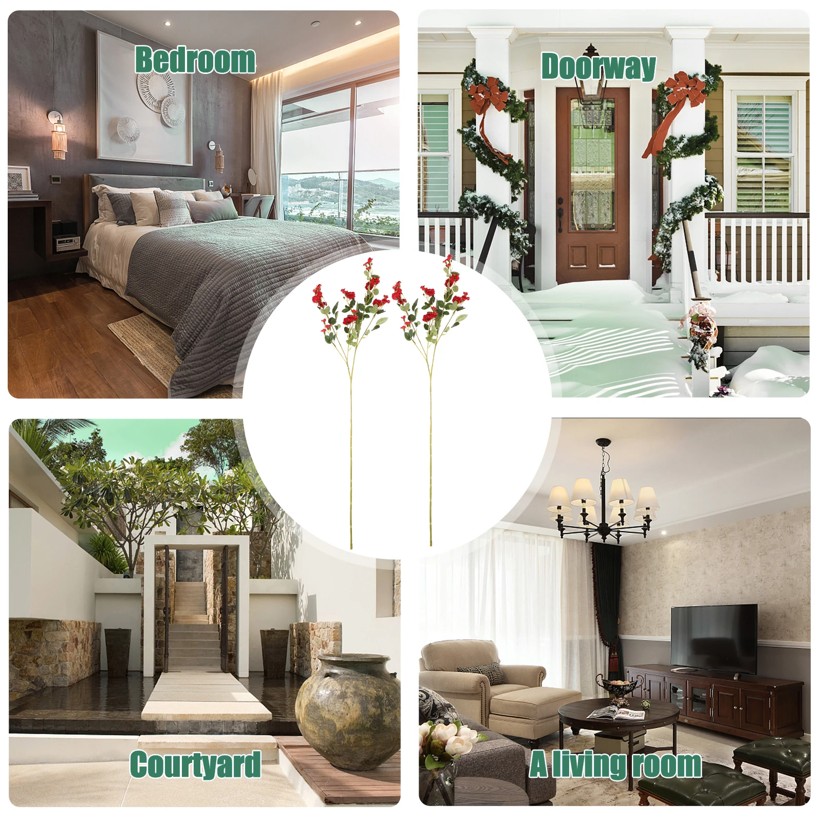 

2pcs Simulated Flower Stem Faux Rose Decor Artificial Flower Picks For Diy Home Wedding Party Decoration Flowers