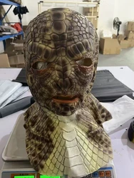Reptile Snake Skin Mask with Neckline Creepy Devil Demon Ghost Monster Full Head Latex Cosplay Party Mask