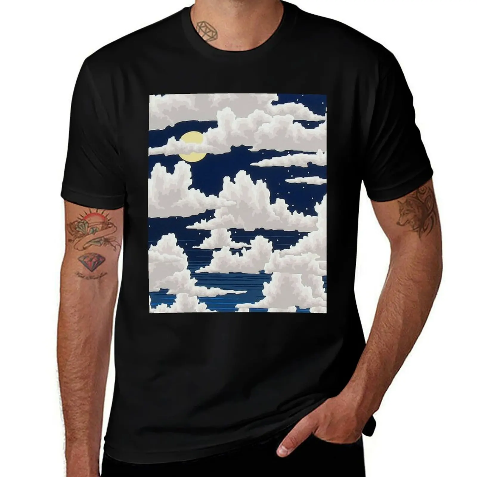 

Yellow Moon T-Shirt Short sleeve tee blanks summer tops anime mens tall t shirts