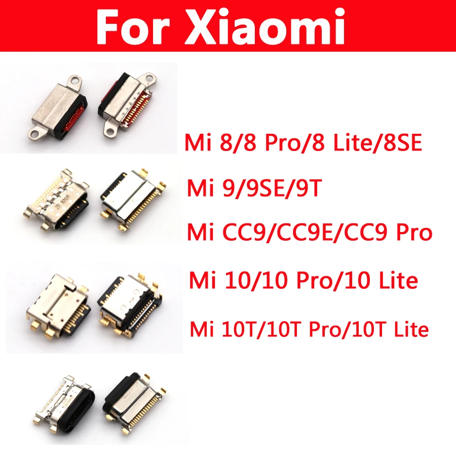 10pcs USB Charging Plug Port For Xiaomi Mi 8 8SE 9 9SE 9T CC9 CC9E 10 10T Lite Pro USB Charger Connector Dock Flex Cable Parts