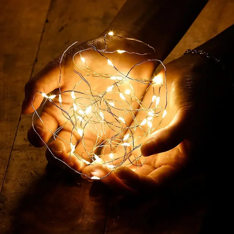 1 متر 2 متر 5 متر 10 متر 20 متر الأسلاك النحاسية LED صندوق بطارية سلسلة أضواء عطلة الإضاءة الجنية أضواء لعيد الميلاد حفل زفاف الديكور #3
