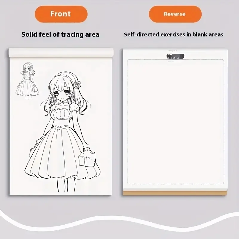 1pc Anime Character Line Art Drawing Book for Beginners - 48 Pages of Simple Hand-Drawn Outlines for Tracing & Practice Painting image 3