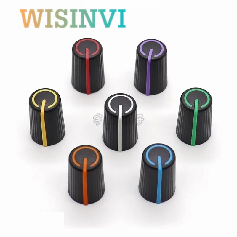 10PCS 11.5*17MM Plastic Double Color Knob Cap Potentiometer switch Sound card volume Mixer knob cap Knob D-Shaped Inner Hole 6mm