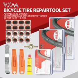 VXM-Kit de Réparation de Vélo, Ensemble d'Outils pour Chambre à Air, Raccord de Remplissage, Colle Libre, Patch Froid, Mastic, Fixation Portable