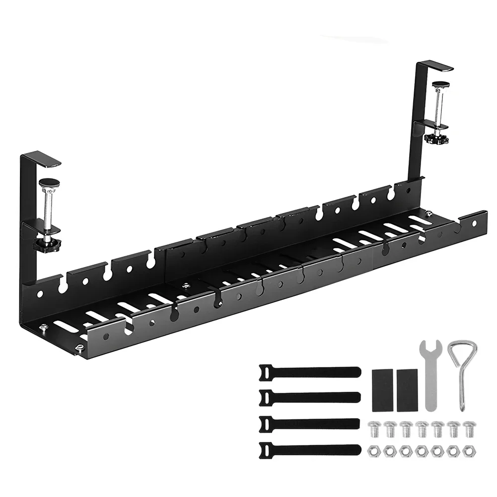 

Under Desk Cable Management Tray Retractable Cable Cord Organizer Heavy Duty Under Desk Cable Shelf for Cords Wires Power Strip