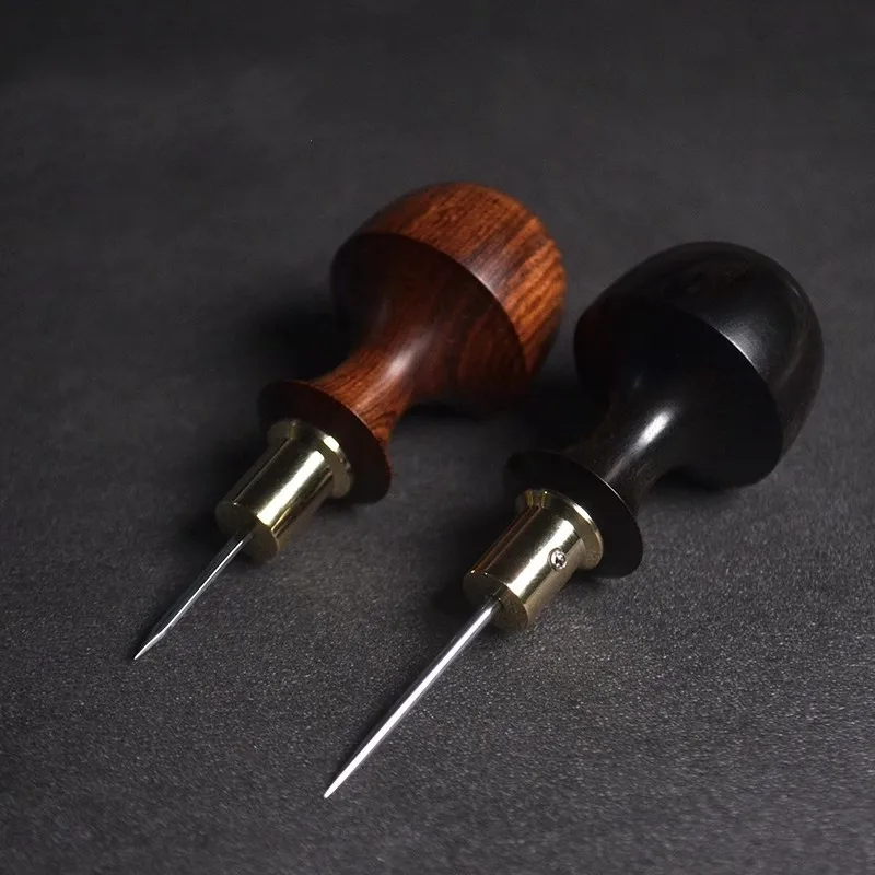 Migu Leather Sewing Cone Short Wooden Handle HSS Detachable Needle Awl DIY Handmade Leather Sewing Piercing Tool