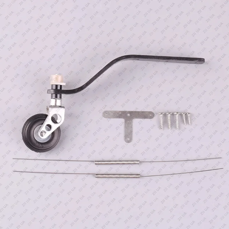 1Set Carbon Fiber Rear Landing Gear Support + PU Wheel Steering Kit for 26CC/50CC/100CC RC Engine Fixed Wing Airplane Model