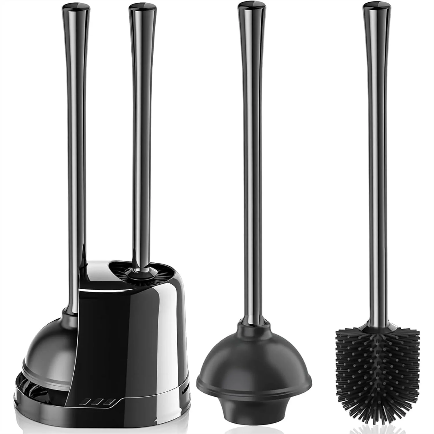 

2-in-1 Toilet Plunger and Brush Set with Silicone Bowl Brush, Heavy Duty Plunger for 5.3-Inch Drain, Bathroom Cleaning Combo