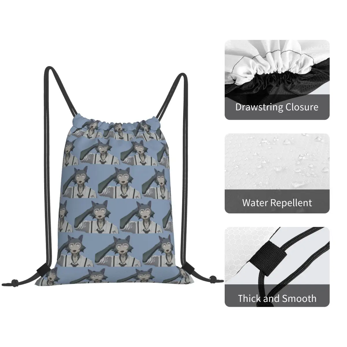 Cherryton School Legosi Wolf Backpacks Fashion Drawstring Bundle Pocket Sports Bag Book Bags for Man Woman School