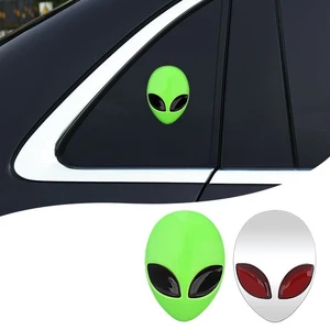 Metal 3D Alienware Alien Head UFO Logo Badge Emblem Decals Motorcycle Car Trunk Body Windows Sticker Auto Styling Accessories 8 best sales stickers ufo - №6