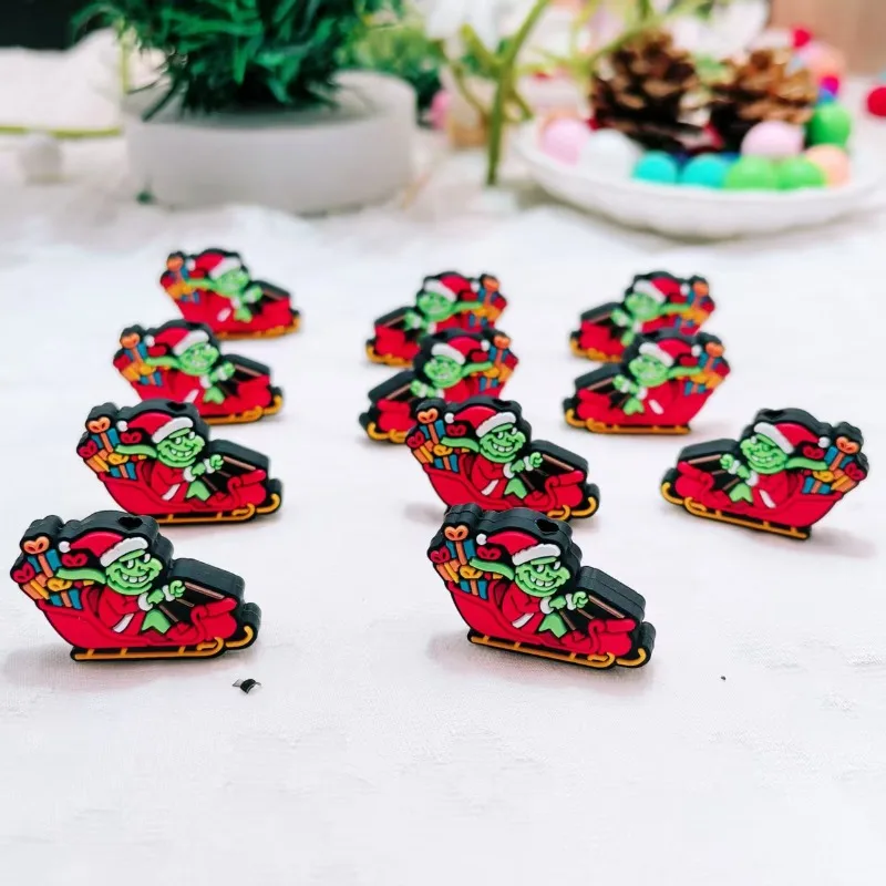 20/50pcs Christmas Silicone Focal Beads Food Grade Silicone Beads DIY Pacifier Chain Jewelry Accessories Focus Beads Wholesale