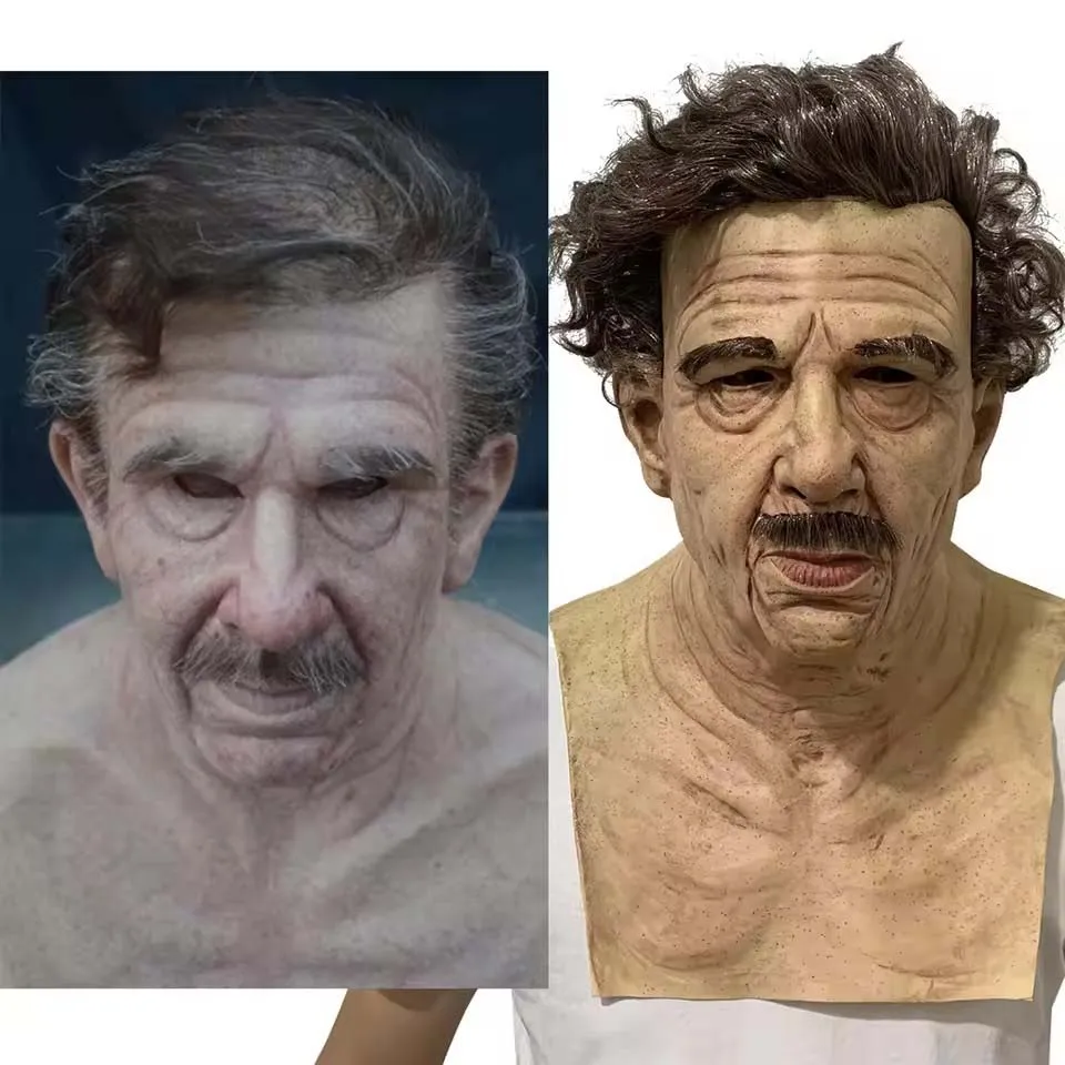Old Man Mask Halloween Party April Fool’s Day Wrinkle Full For Head Mask Face Mask Party Supplies Thriller Cosplay Supplies