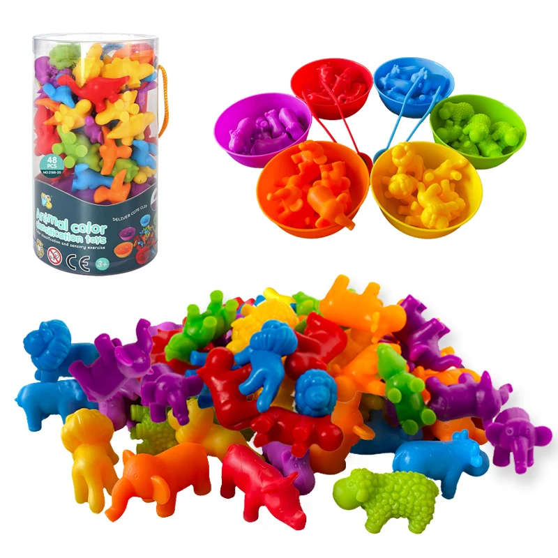 DIY Matching Game Animal Cognition Color Sort Fine Motor Training Montessori Sensory Early Education Puzzle Toys For Children