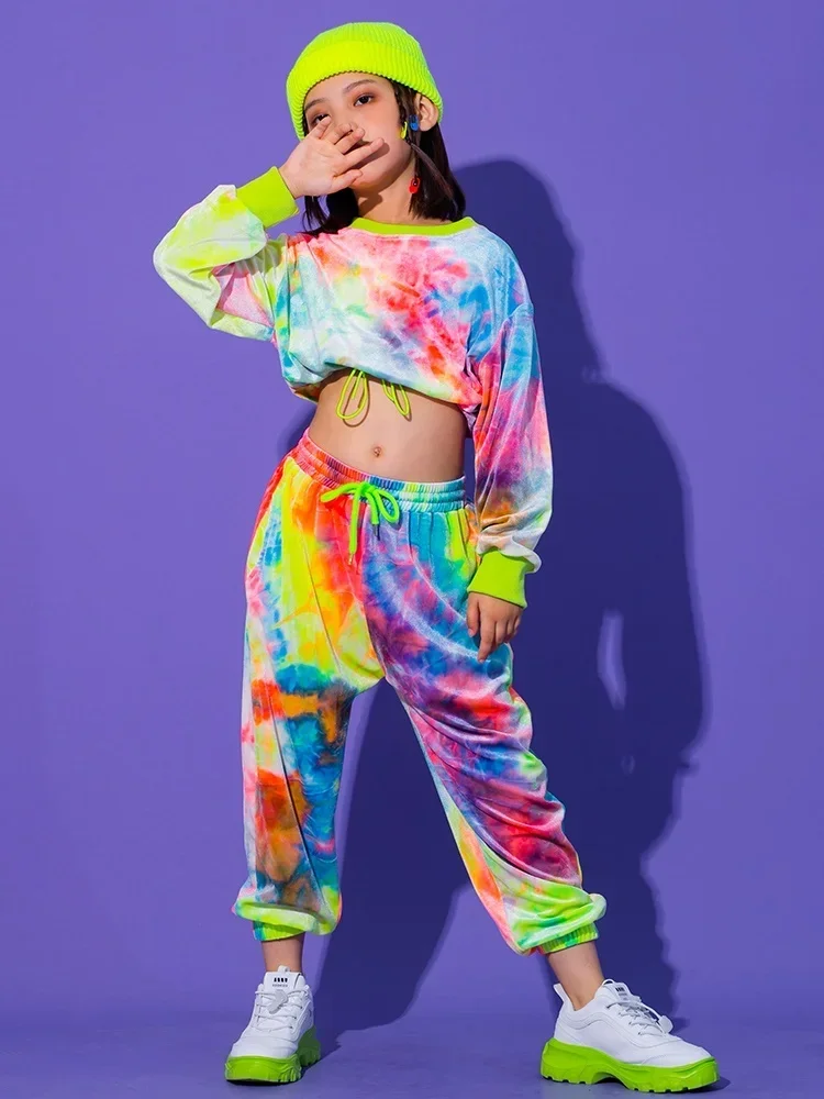 

Girls Street Dance Trendy Hip-hop Clothes Performance Costume Korean Style Children's Jazz Dance Set with Exposed Navel Jazz New