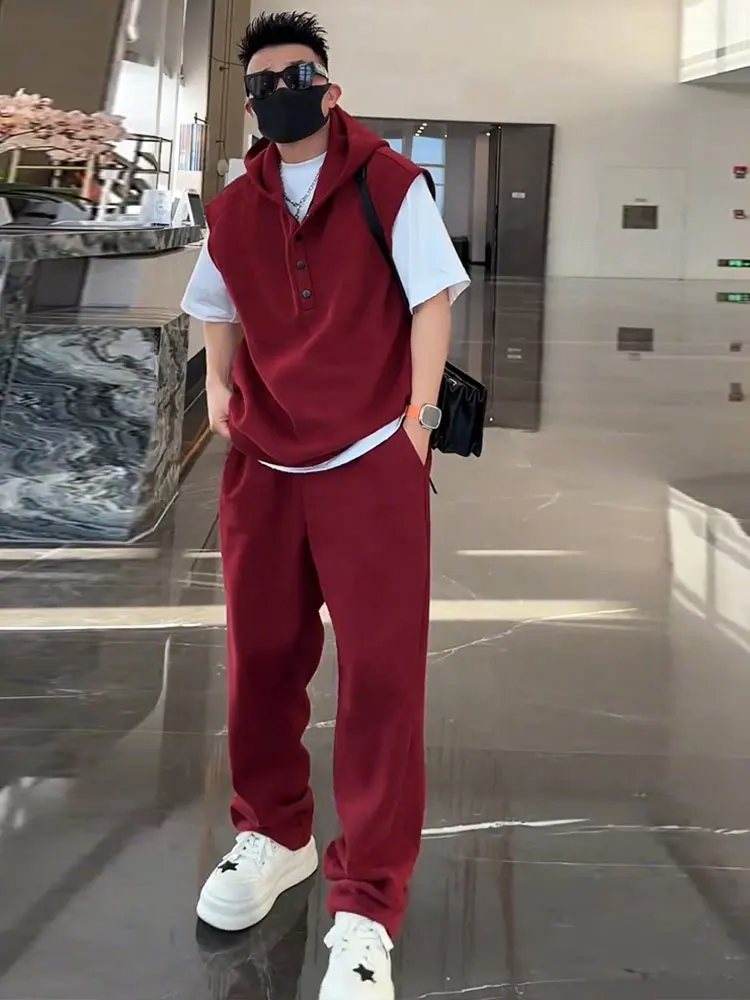 

Мужской повседневный спортивный костюм: худи, толстовка, жилет, длинные брюки, комплект из двух предметов, однотонный, простой дизайн, зимний