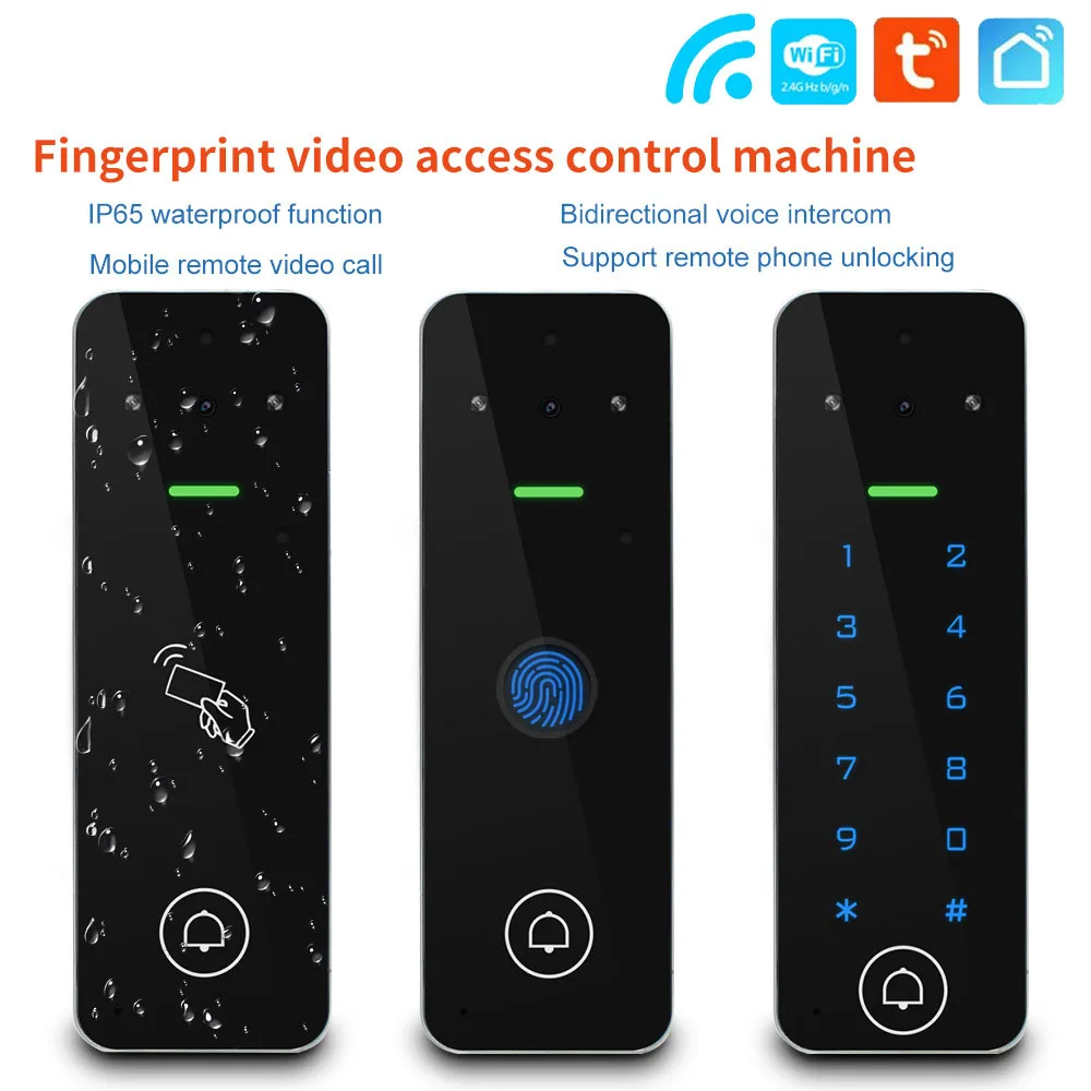 

Vcontrol-4 Tuya mobile phone WIFI video intercom intelligent access control machine waterproof fingerprint password apartment vi