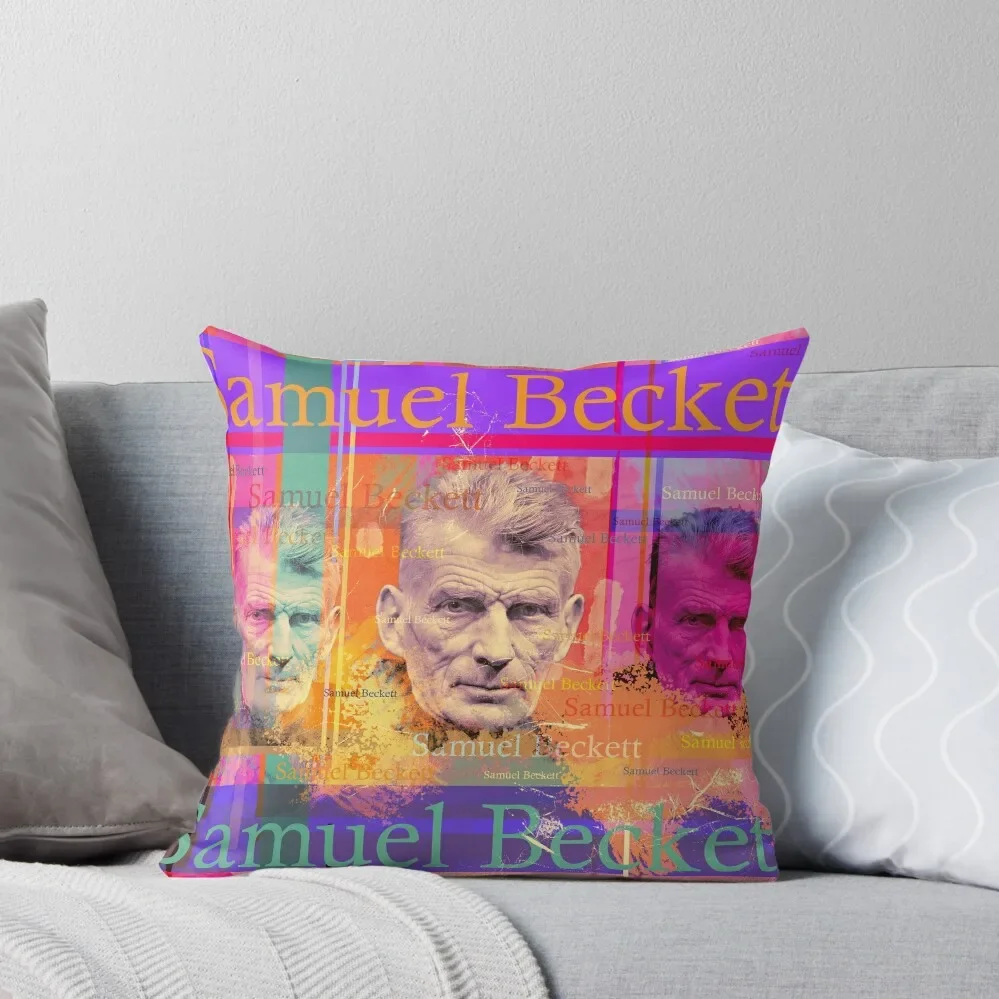 Samuel Beckett portrait, aesthetic, well-known writer Throw Pillow pillow cover luxury pillow