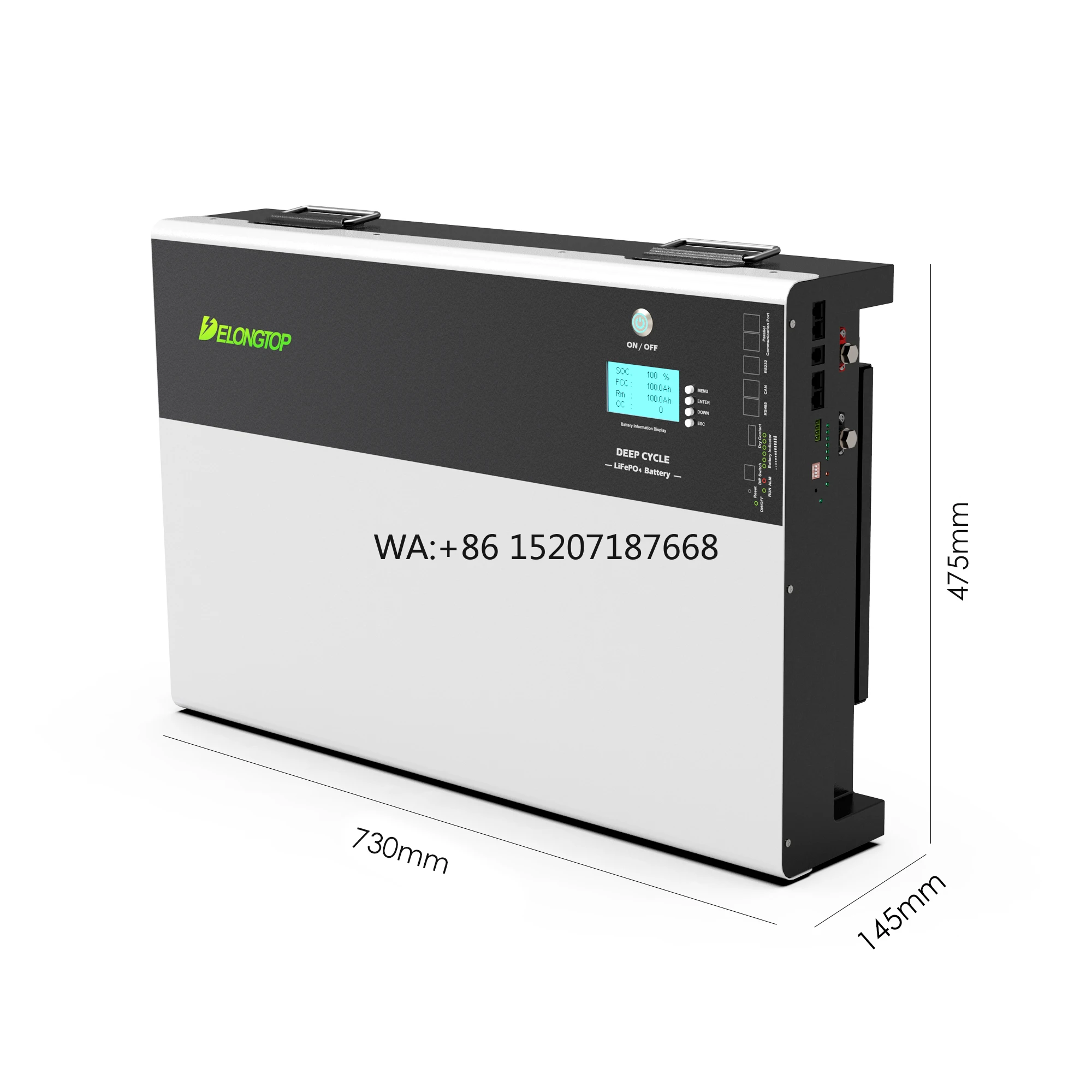 

Настенная батарея для хранения солнечной энергии, 51,2 В, 200 Ач, 10 кВтч, литиевая батарея Lifepo4 для домашней солнечной системы 48 В