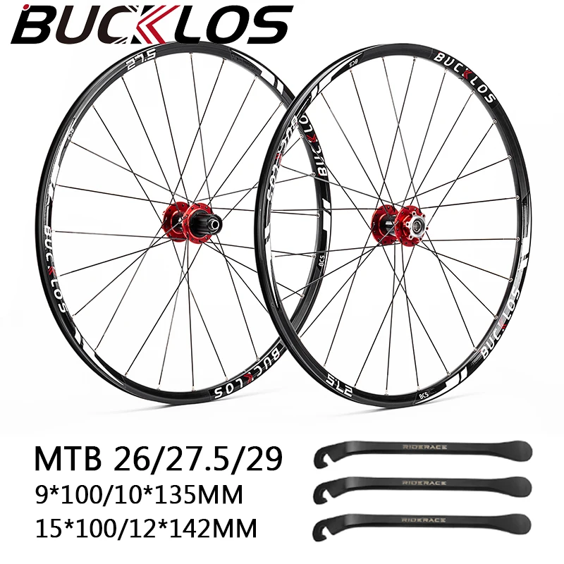 BUCKLOS Mountain Bike Wheelset Carbon Hub Bicycle Wheelset 26 27.5 29 Bike Wheel Rim 9*100/10*135mm 15*100/12*142mm MTB Wheels