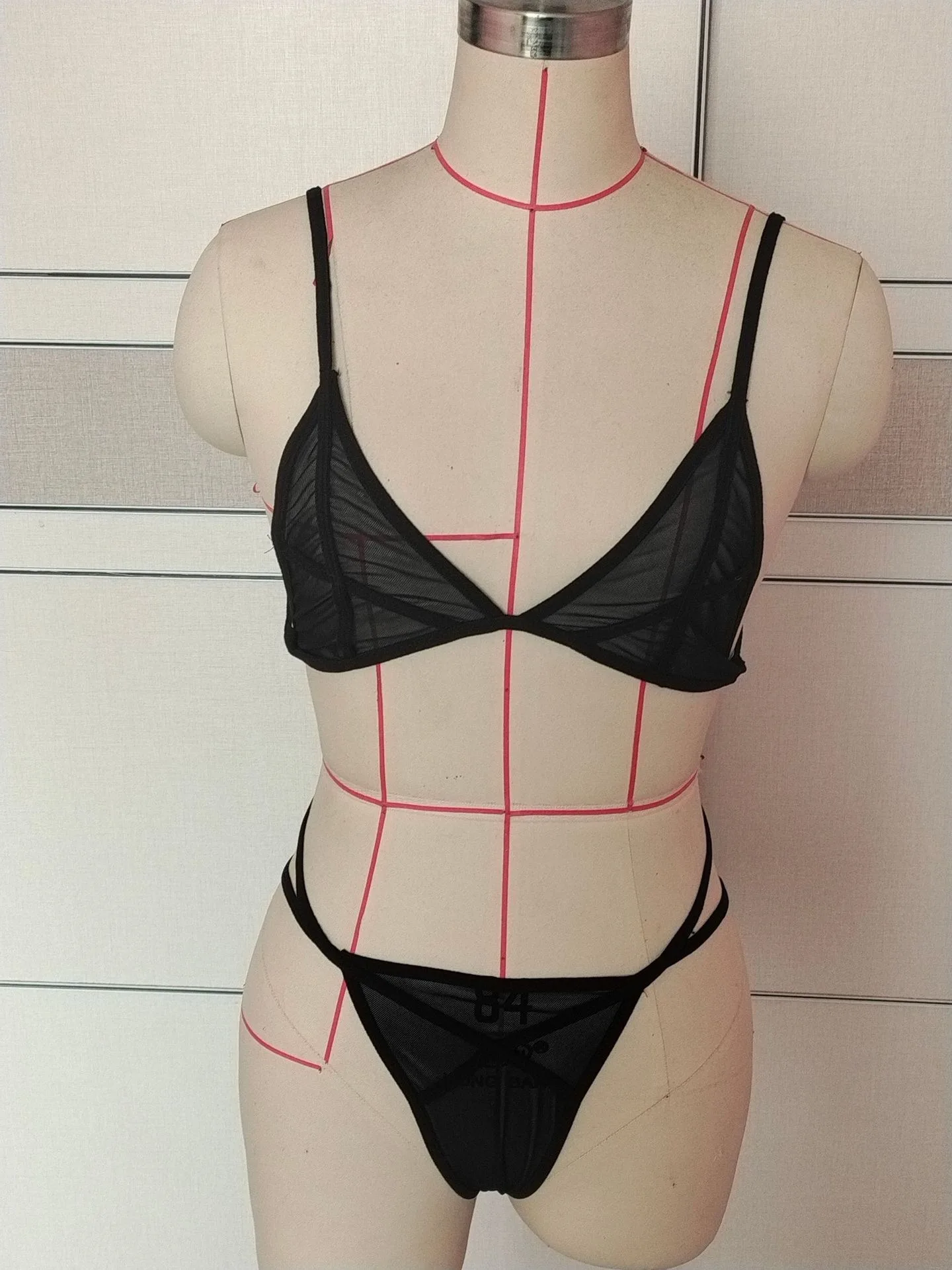 omen's Sheer Mesh Lingerie Set - Strappy Mesh Bra & Panty Two-Piece Lingeri… - Image 5