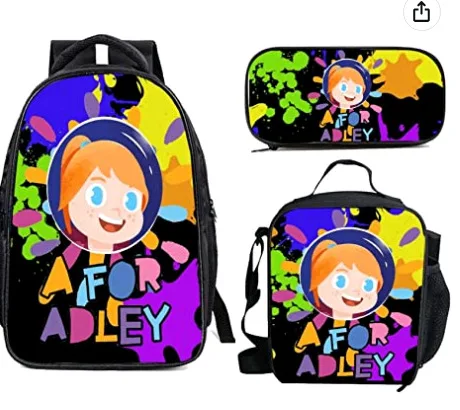 

Harajuku Novelty Funny AFOR ADLEY 3pcs/Set Backpack 3D Print School Student Bookbag Anime Laptop Daypack Lunch Bag Pencil Case