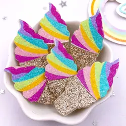 10pcs Glitter Felt Fabric Nonwovens Colorful Ctue Golden Cup Ice Cream Applique Sewing Patch DIY Decor Supplie Accessorie Crafts