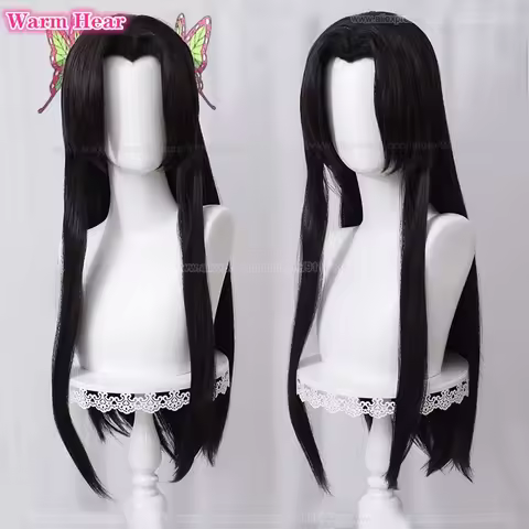 Anime Kochou Kanae Synthetic Hair Black Long 80cm Straight Hair Cosplay Anime Wig Heat Resistant Hair Halloween Party Woman Wigs