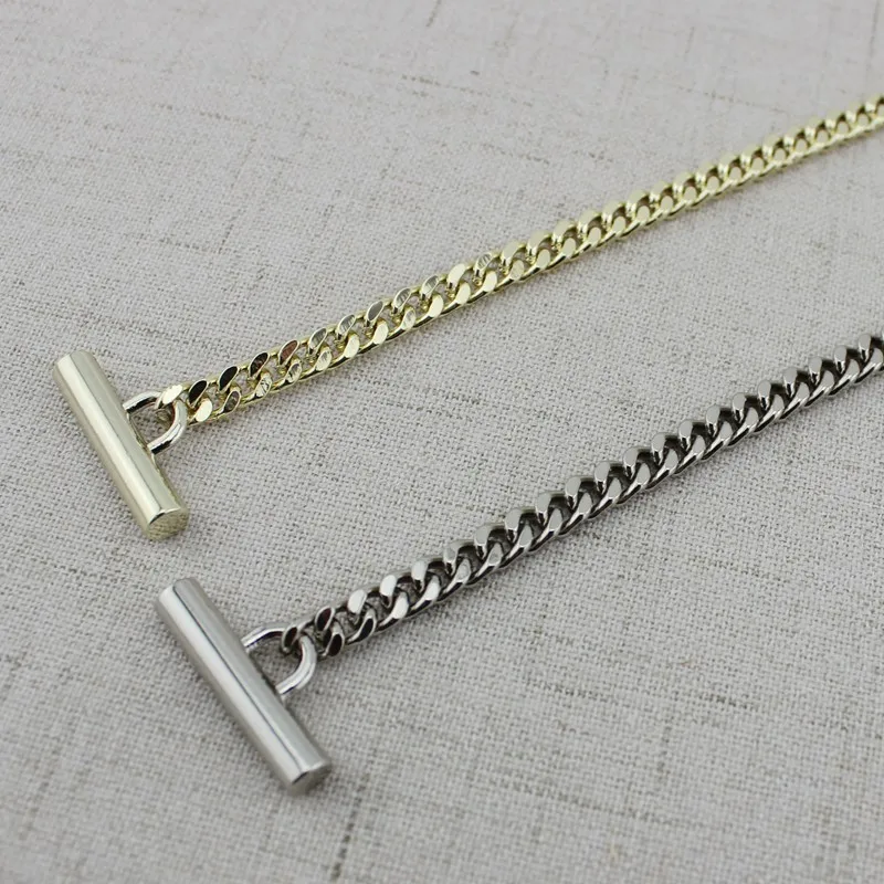 10 pieces 100-130cm Light gold/Silver 5mm curb chain with 4 kinds Buckle for bags purse chains replacement