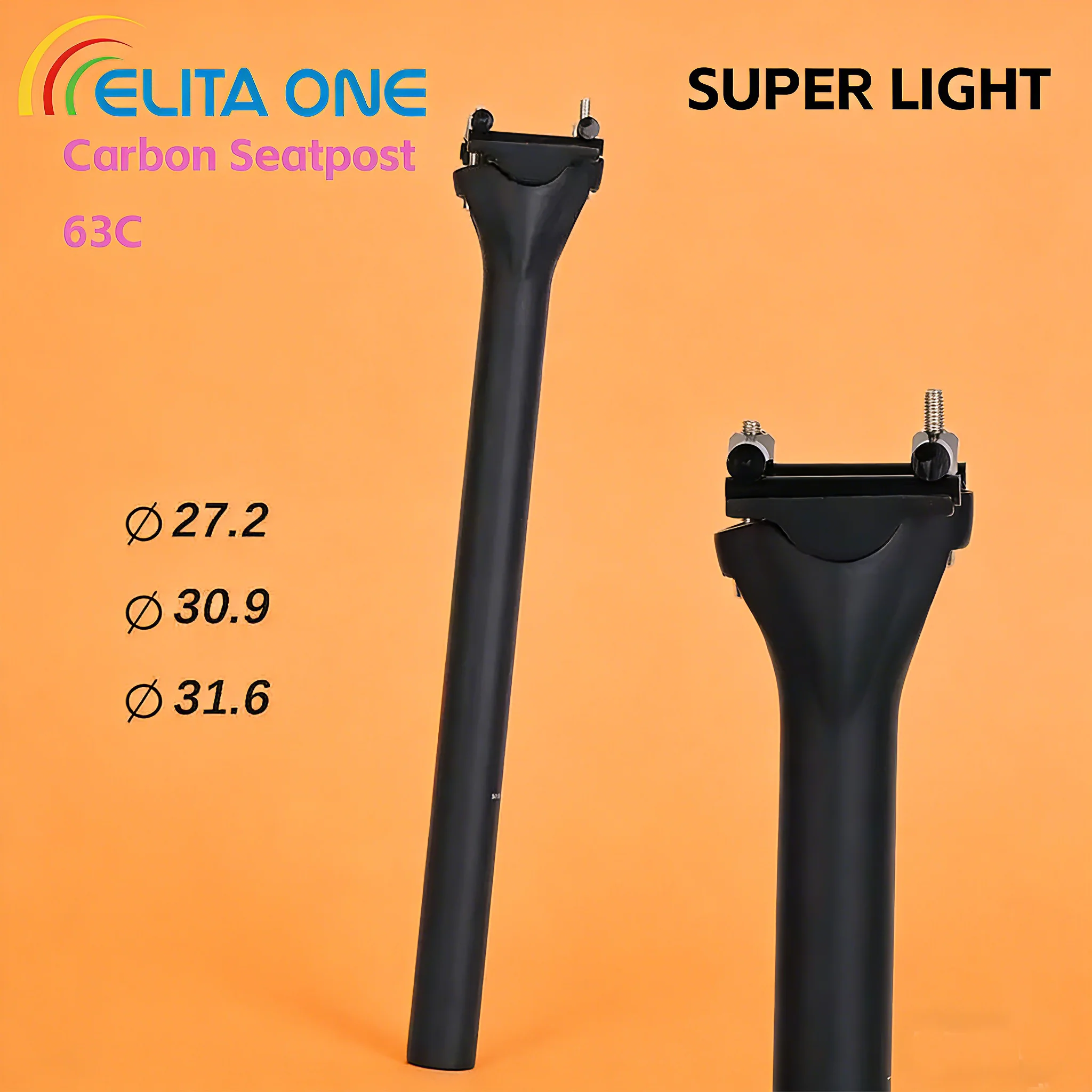 Image of Elitaone Carbon Fahrradsattelstütze 135g Leichtgewicht Kompatibel mit 27,2/30,9/31,6mm MTB Rennrad mit UD-Matt-Finish und Titan-Schrauben