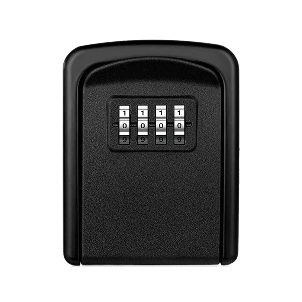 Key Lock Box 4 Digit Combination Lock Box for House Key Weatherproof Security Key Storage Lock Box Black