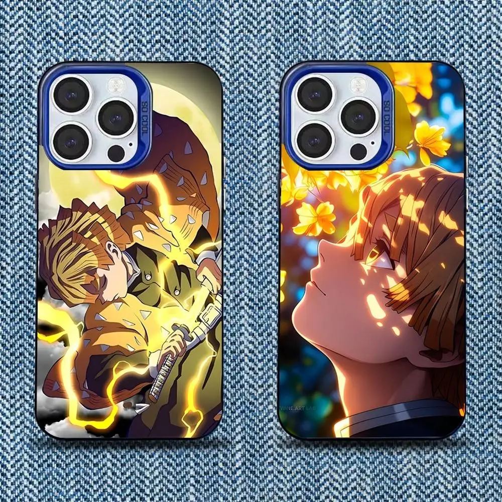 

Anime Z-Zenitsu A-Agatsuma Phone Case For iPhone 17,16,15,14,13,12,11,Mini,Pro,SE,MAX Blue Matte Silicone Cover