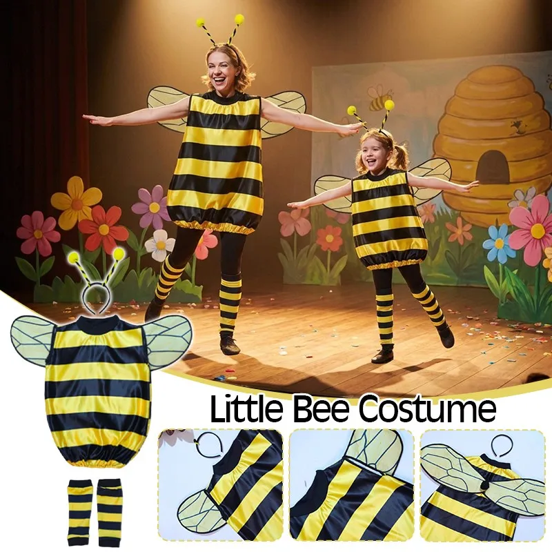 

Kids Little Bee Costume Girls Bee Kindergarten Stage Performance Costumes Insect Themed Couple Family Cos Outfits Party Dress Up