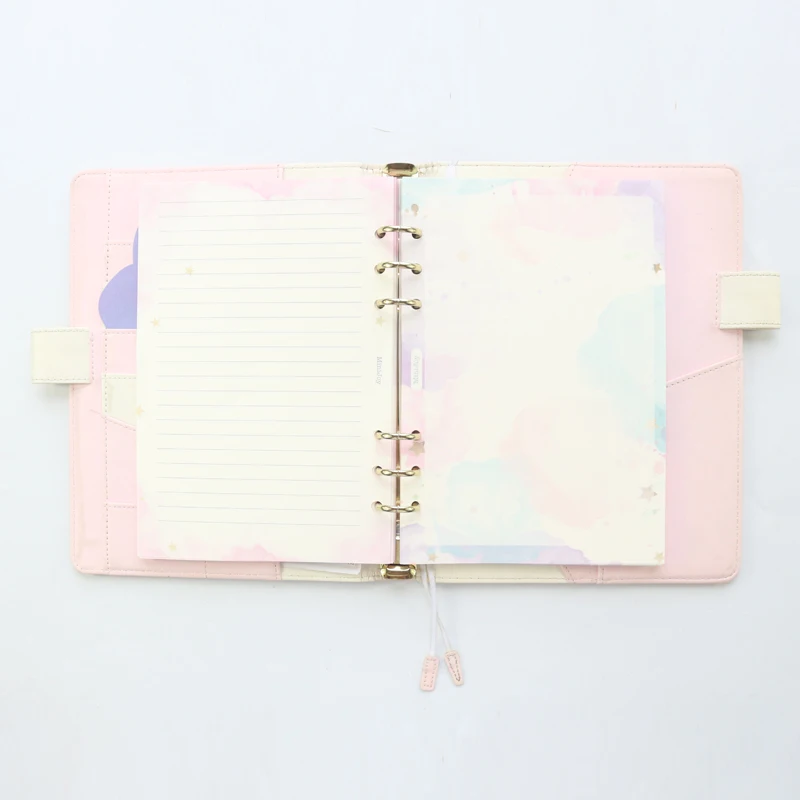 Domikee cute creative gold foil stars pattern 6 rings refillable notebooks inner paper sheets stationery supplies A5A6 40sheets