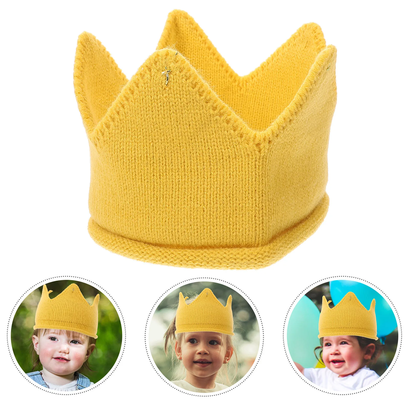 

Knitted Crown Hats Baby Girl Boy Christmas Outfits Thick Warm Soft Stretchy Photo Parties Special Occasions Crown Hat Fabric