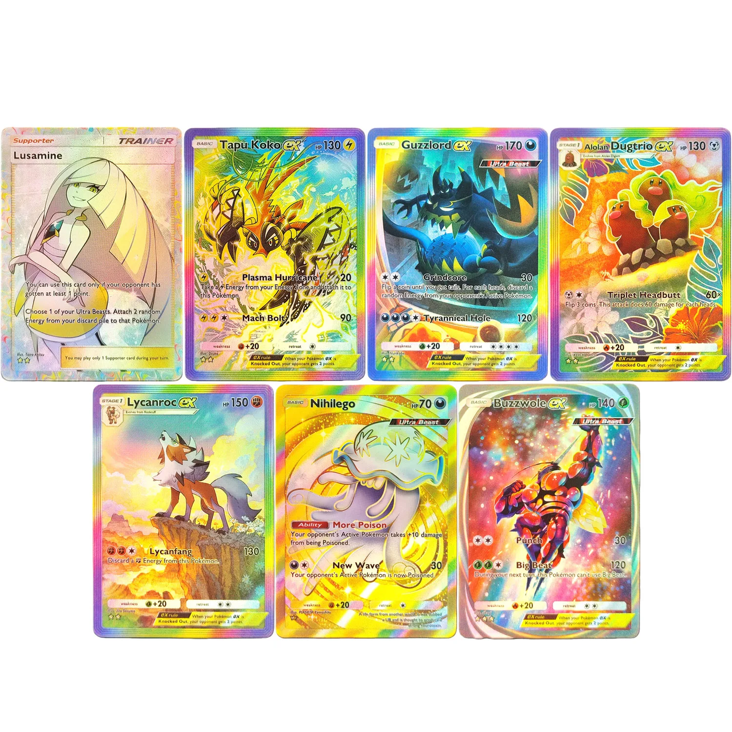 DIY TCG Pocket English Extradimensional Crisis A3a Tapu Koko Guzzlord Alolan Dugtrio Lycanroc Nihilego Buzzwole Spielkarten-Spielzeug