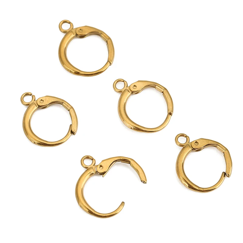 10 sztuk PVD nigdy nie znikają kolczyki ze stali nierdzewnej haczyki z pętelką 12mm hipoalergiczne zatrzaski do kolczyków dokonywanie biżuterii Accesorios