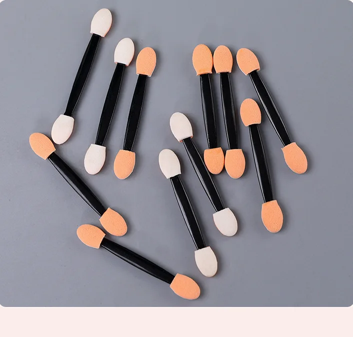 Wholesale 50/100pcs Chrome Brushes Sponge Disposable Applicator Mirror Pigment Sponge Stick  Double Sided Eyeshadow Nail Powder