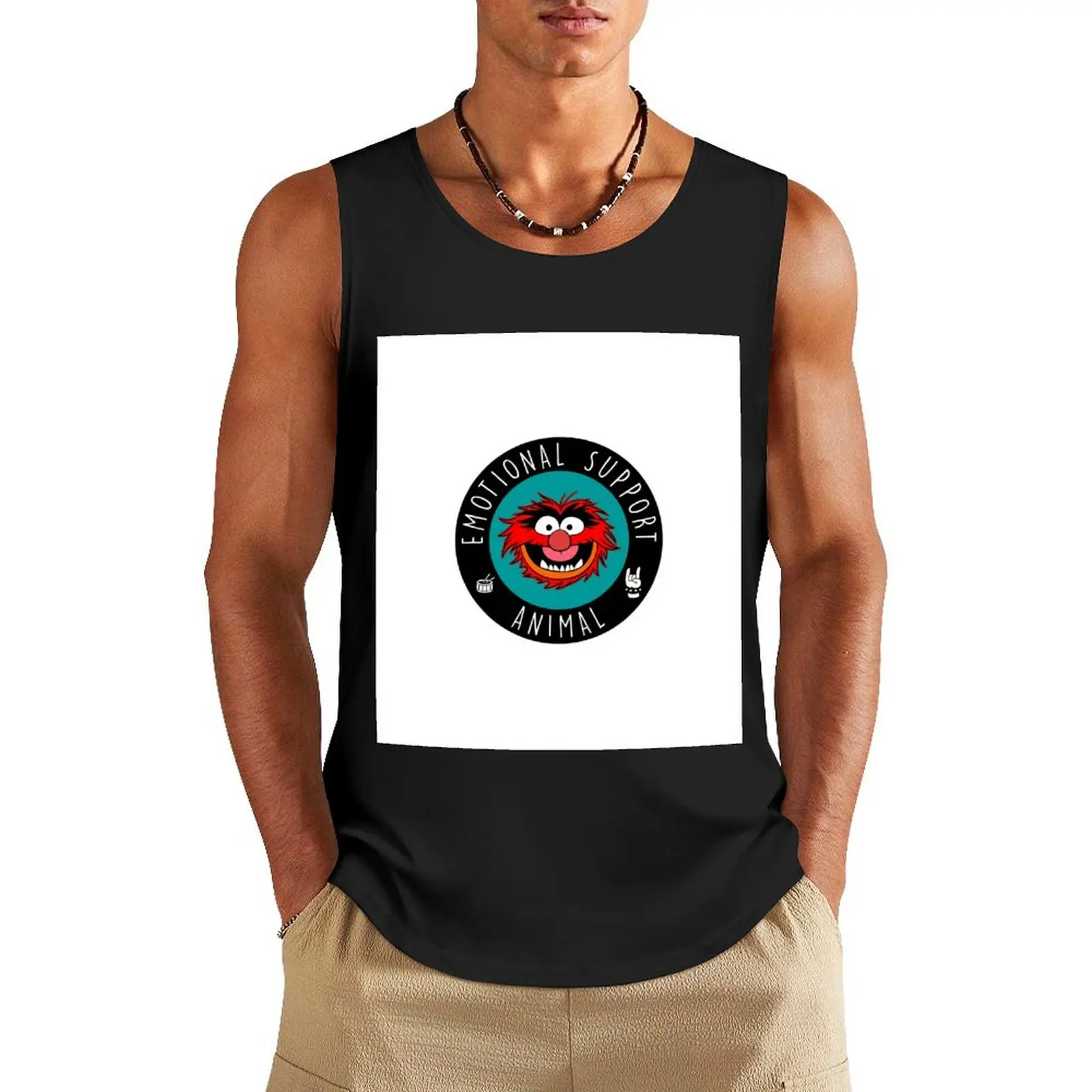 

Muppets Animal Emotional Support Animal Drummer Tank Top Sleeveless T-shirt singlets for men Sportswear for men