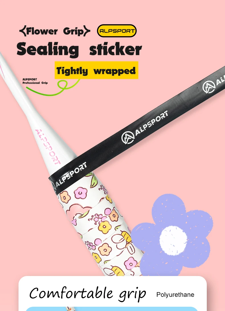 ALP Flower PRO Pickleball Schläger Grip Tape Badmintonschläger Rutschfestes schweißabsorbierendes Klebeband Outdoor Training Angelzubehör – Detail 9