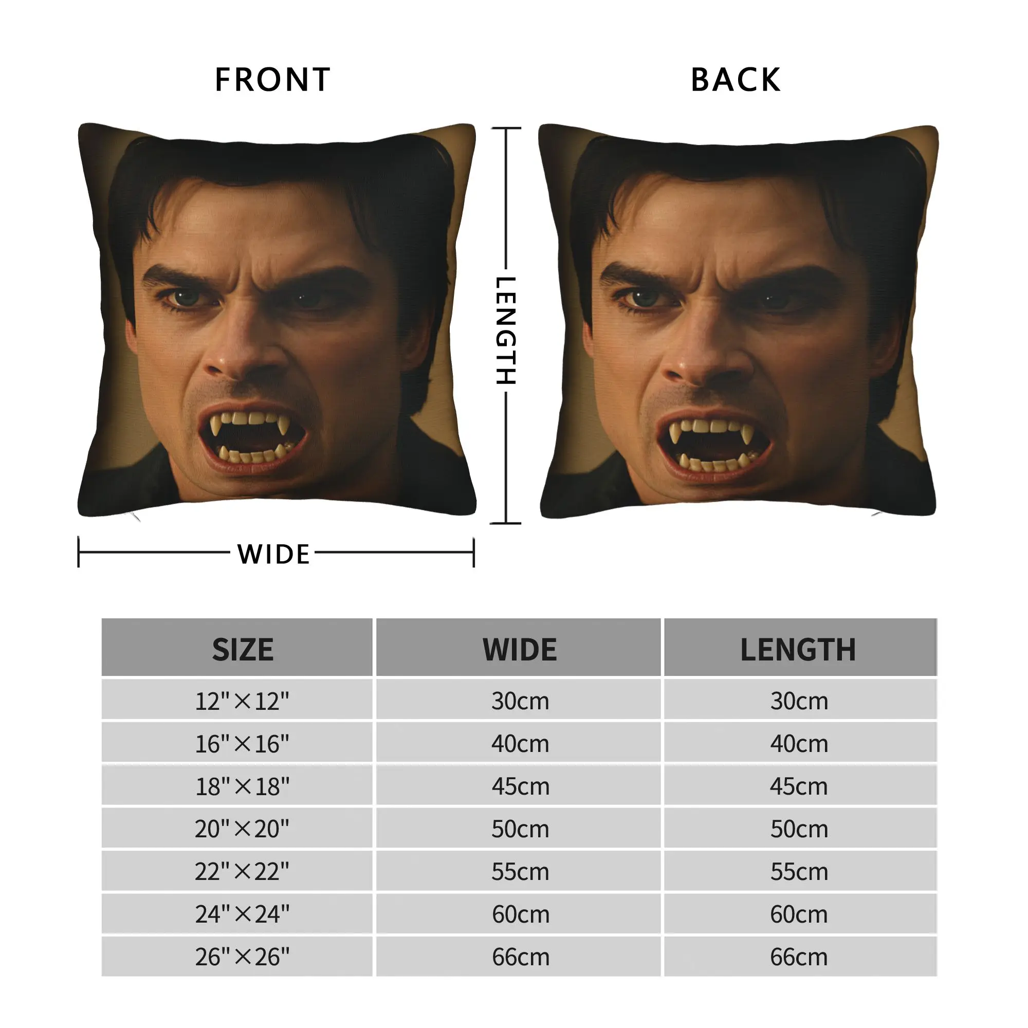 Damon Salvatore Vampire Fangs Rage Pillow Cover  Custom Cushion Cover Cute Funny Pillow Case For Living Room Bed Chair