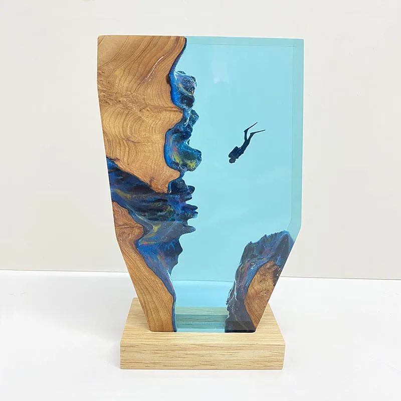 Lampe en résine à thème Spelunking pour homme unique, belle veilleuse artistique créative, décoration artisanale, lampe de Table USB