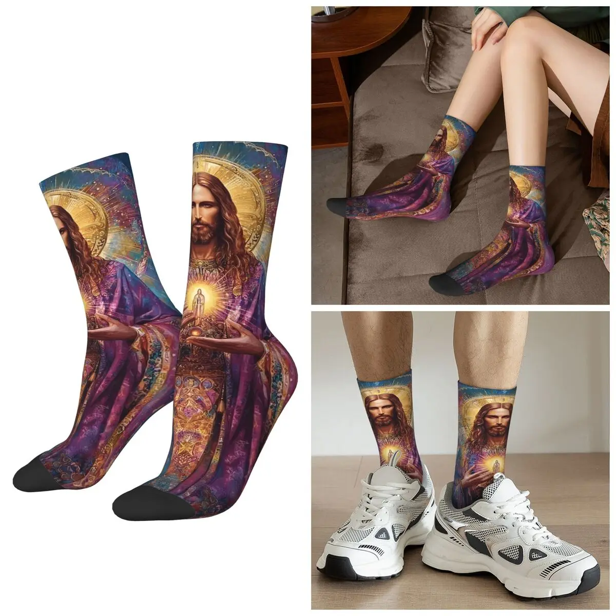 

All Seasons Jesus Christ Reborn Socks Harajuku Crew Socks High Quality Stockings for Men Women Gifts